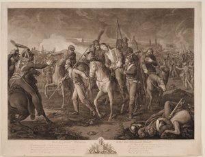 1813 年 8 月 26 日のアレクセイ メリシーノ将軍の死 作： Ephraim Gottlieb Krüger