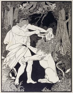 ライオンと戦うサムソンの絵（エングレーヴィング） 作： Ephraim Moses Lilien