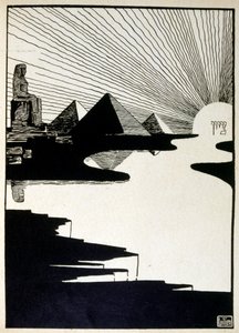 エフライム・モーゼス・リリアン（1874-1925）が描いた『ユダ』からの過越祭。リリアンは、ユーゲントシュティル（ドイツのアールヌーボー）様式で制作されたシオニストの図像の父と言われている。聖書の詩集「Juda」（1900年）の挿絵を担当した。 作： Ephraim Moses Lilien