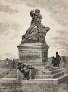 Enrico (1840-1867) と Giovanni Cairoli (1842-1869)、イタリアの愛国者、彫刻家 Ercole Rosa (1846-1893) によるブロンズ グループ、ローマ、イタリアの Pincian の丘の記念碑 作： Ercole Rosa