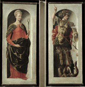 聖アポロニアと聖ミカエル、1473年頃 作： Ercole de Roberti