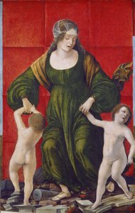 ハスドルバルの妻とその子たち、1490年頃-3（ポプラパネルのテンペラ） 作： Ercole de Roberti