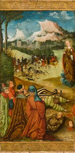 聖マリアマグダレンが告白のために死んだ騎士を育てる、1519年（オークパネルに油彩） 作： Erhard Altdorfer