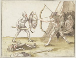 2 つの野生の男性の間の戦い 作： Erhard Schon