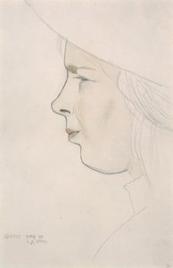 アーティストの妹グラディス・ロートンの肖像、1909 年 8 月 8 日 (鉛筆と彩色)