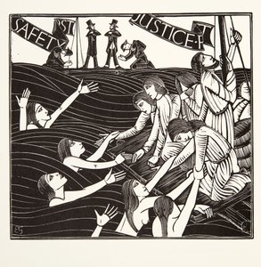 安全第一 「女の労働」より 作： Eric Gill