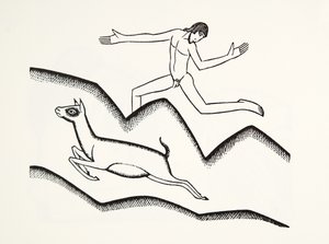 山でスキップ 作： Eric Gill