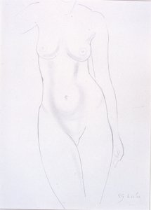 トルソー（カードに貼り付けた紙に鉛筆） 作： Eric Gill