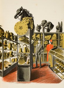 カーウェンプレスのパブが印刷した、JMリチャーズの「ハイストリート」のイラスト。カントリーライフ、1938 作： Eric Ravilious