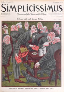ミュンヘンのビアホールで『我が闘争』のコピーを売るアドルフ・ヒトラー（1889-1945）。 作： Erich Schilling