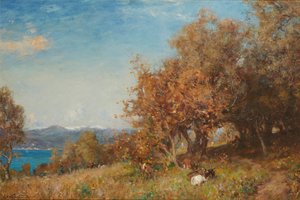 早春のリビエラ（キャンバスに油彩） 作： Ernest Albert Waterlow