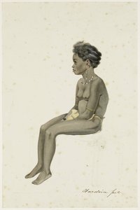 南東モルッカ諸島、アルー諸島、ワーカイ島のアフアラのオラン・カヤ (村長) の娘の肖像 作： Ernest Alfred Hardouin (signed by artist)