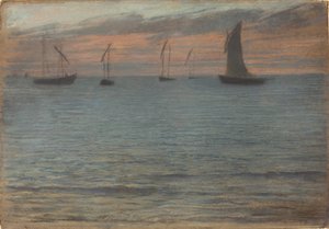 夕暮れ時の海景 作： Ernest Ange Duez