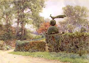 The Old Yew Hedge, Speldhurst, Kent (watercolor) 作： Ernest Arthur Rowe