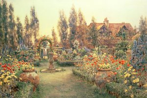 カントリーハウスとガーデンの眺め 作： Ernest Arthur Rowe