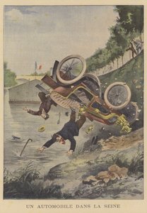 セーヌ川に衝突する車