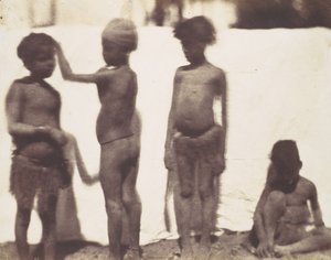 [ヌビアのカラブシャー村の子供たち]、1852 年。 作： Ernest Benecke