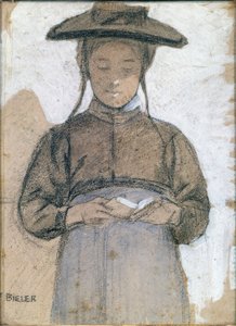ミサ書を読むヴァレー州の若い女性 作： アーネスト・ビール