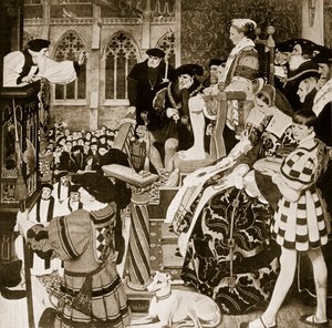 エドワード6世の前で説教しているラティマー、「ハッチンソンのイギリス国民の物語」のイラスト、1923年頃 作： Ernest Board
