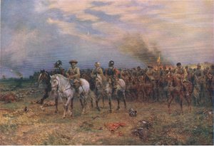 マーストン・ムーアのクロムウェル、1940年頃にWaverley社から出版された『The History of the British People』のイラスト（カラーリトグラフ版 作： Ernest Crofts