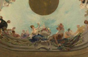 クールブヴォワ市庁舎のスケッチ：クールブヴォワ市が結婚のお祝いを主宰する 作： Ernest Delahaye