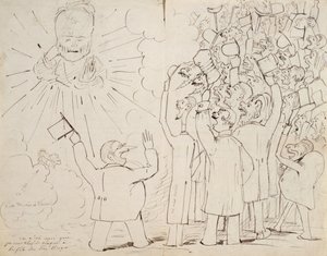 ヴィクトルユーゴー（1802-85）の似顔絵、オールドユーゴーの祝典、ポールヴァーレイン宛ての手紙、1880年頃