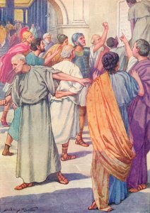 「運命にあった人々のリストがフォーラムに掲げられた」、c1912 1912