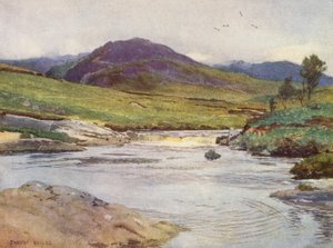 橋の上のディーの黒い水（カラーリトグラフ） 作： Ernest Edward Briggs