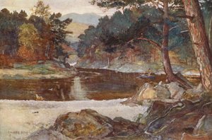 ピトロッホリーのタンメル川（カラーリトグラフ） 作： Ernest Edward Briggs