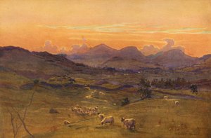 ケンの谷、夕刻（カラーリトグラフ） 作： Ernest Edward Briggs