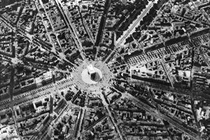 1931年、パリ、レトワール広場と凱旋門の鳥瞰図 作： Ernest Flammarion