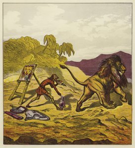ジョン・ボールドを去るライオン 作： Ernest Henry Griset