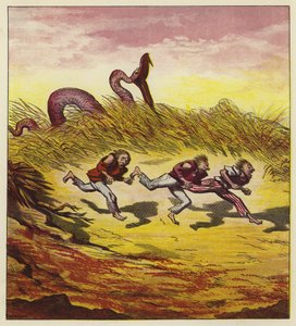 巨大なヘビから逃げる3人の船員 作： Ernest Henry Griset