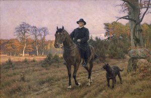 犬と一緒に馬に乗ってビスマルク（油彩プリント） 作： Ernest Henseler