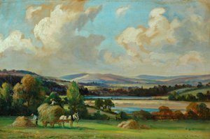 ヨークシャーの干し草作り（キャンバスに油彩） 作： Ernest Higgins Rigg