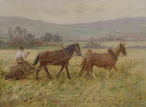 収穫チーム (キャンバスに油彩) 作： Ernest Higgins Rigg