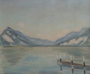 トゥーン湖（キャンバスに油彩） 作： Ernest Hiram Brülhart