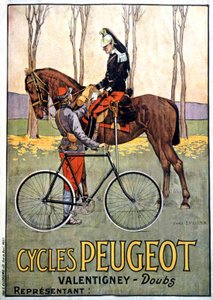 陸軍のメッセンジャー、プジョーの広告、1900年頃（ポスター） 作： Ernest John Alexis Vulliemin