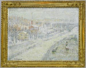 冬の風景-ワシントン橋、c.1907-10 作： Ernest Lawson