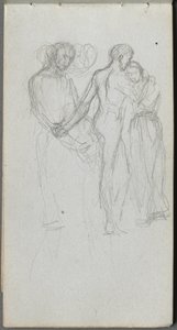 スケッチブック、10ページ：抱きしめる人物 作： Ernest Meissonier