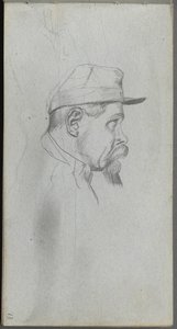 スケッチブック、13ページ：横顔の男の胸像。 作： Jean Louis Ernest Meissonier