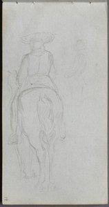 スケッチブック 19ページ 後ろから見た馬に乗った人物の習作 作： Ernest Meissonier