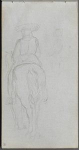 スケッチブック、19ページ：後ろから見た乗馬の図の研究。 作： Jean Louis Ernest Meissonier