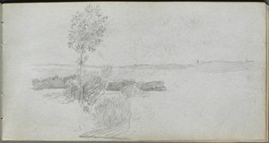 スケッチブック、28 ページ: ランドスケープ スタディ 作： Ernest Meissonier