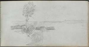 スケッチブック、28ページ：景観研究。 作： Jean Louis Ernest Meissonier