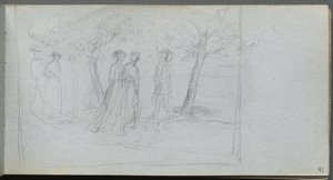 スケッチブック、41 ページ: 風景の中の人物 作： Ernest Meissonier