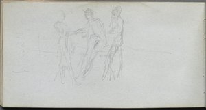 スケッチブック、42ページ：3人の人物 作： Ernest Meissonier
