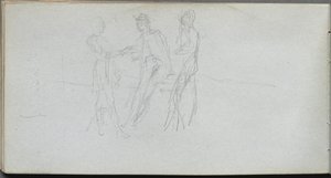 スケッチブック、42ページ：3つの図。 作： Jean Louis Ernest Meissonier
