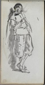 スケッチブック、46 ページ: 男性の立ち姿 作： Ernest Meissonier