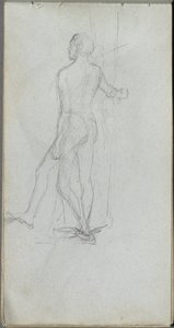 スケッチブック、60ページ：ヌード男性研究。 作： Jean Louis Ernest Meissonier